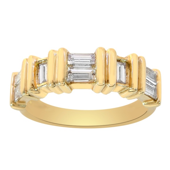 1.00 Carat Emerald Cut Diamond Wedding Band 14K YG